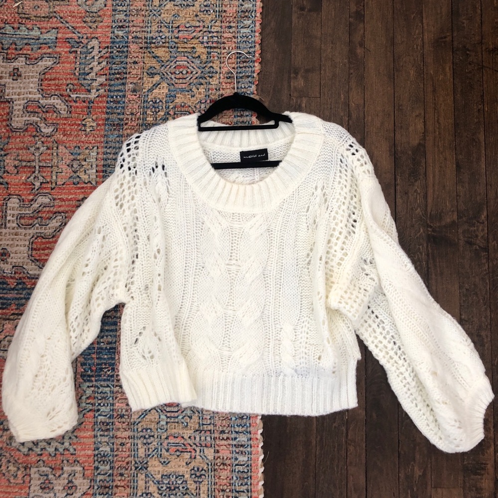 Mustard Seed White Knit Sweater